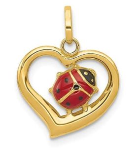 14k gold enamelled ladybug pendant