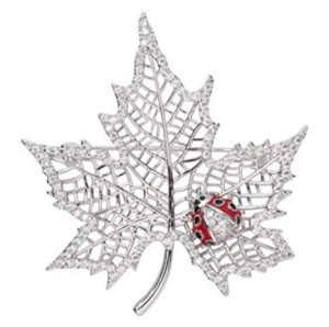 silver leaf maple ladybug brooch pin